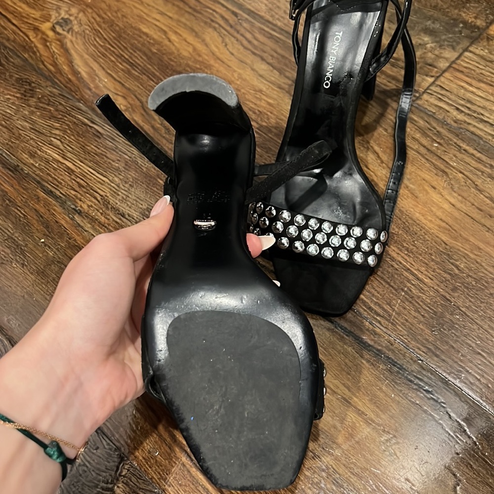 Tony Bianco Black Studded Heels- 7.5 - Picture 4 of 4